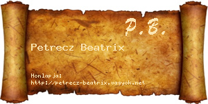 Petrecz Beatrix névjegykártya